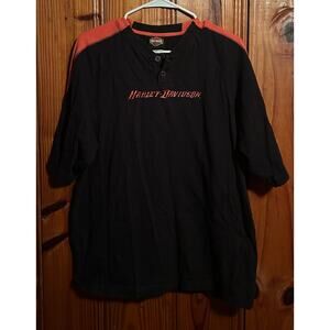Harley Davidson men’s vintage  tshirt short sleeve black/orange size large